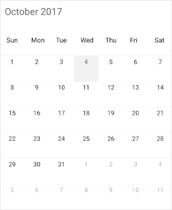 Month programatic selection in schedule xamarin forms
