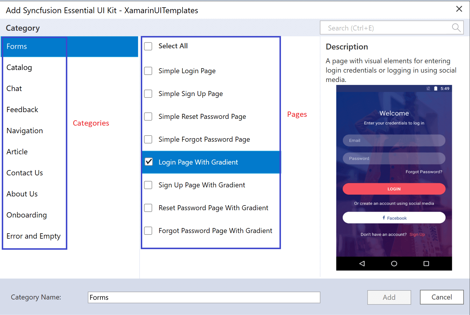 Visual Studio UIkit Category