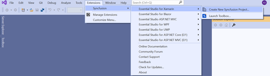 Syncfusion Xamarin Menu