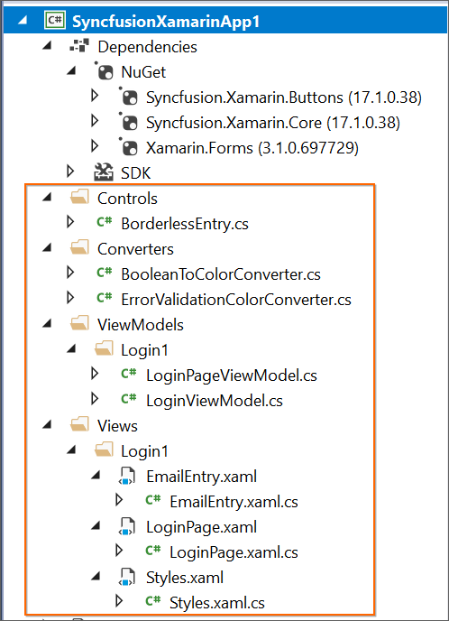 MVVM files in Xamarin Visual Studio Intergration
